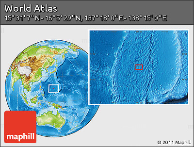 Physical Location Map of the Area around 15° 48' 18" N, 137° 46' 30" E
