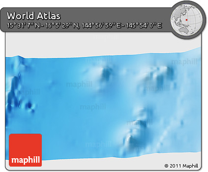 Physical 3D Map of the Area around 15° 48' 18" N, 145° 25' 30" E