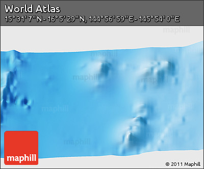 Physical 3D Map of the Area around 15° 48' 18" N, 145° 25' 30" E