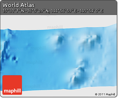Physical 3D Map of the Area around 15° 48' 18" N, 145° 25' 30" E