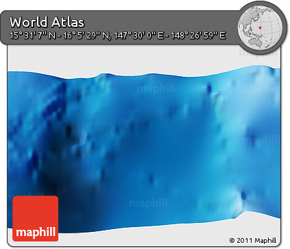 Physical 3D Map of the Area around 15° 48' 18" N, 147° 58' 29" E