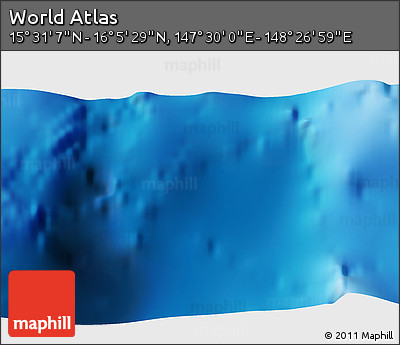 Physical 3D Map of the Area around 15° 48' 18" N, 147° 58' 29" E