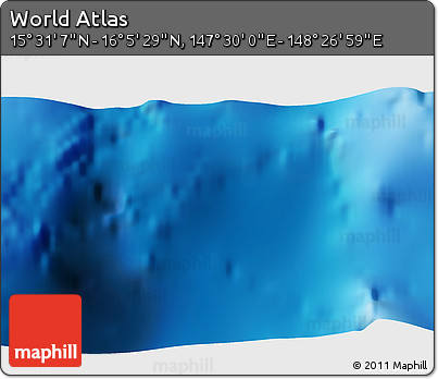 Physical 3D Map of the Area around 15° 48' 18" N, 147° 58' 29" E
