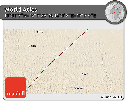 Satellite 3D Map of the Area around 15° 48' 18" N, 14° 31' 30" E