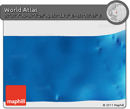 Physical 3D Map of the Area around 15° 48' 18" N, 151° 22' 30" E