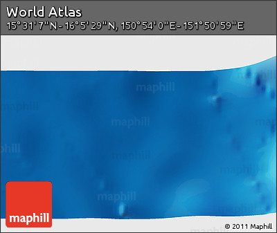 Physical 3D Map of the Area around 15° 48' 18" N, 151° 22' 30" E