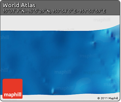 Physical 3D Map of the Area around 15° 48' 18" N, 151° 22' 30" E