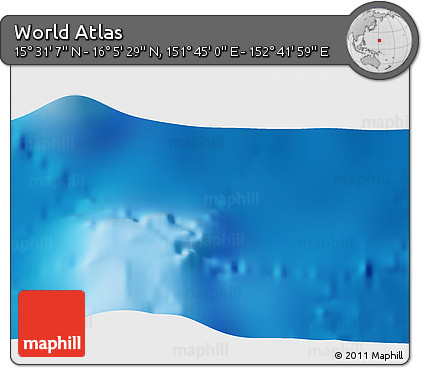 Physical 3D Map of the Area around 15° 48' 18" N, 152° 13' 29" E
