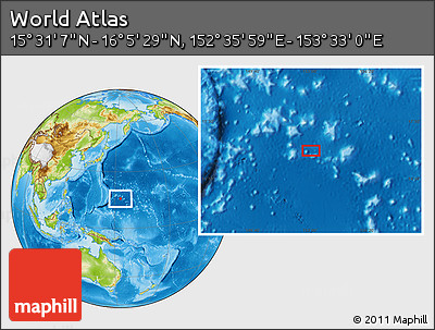 Physical Location Map of the Area around 15° 48' 18" N, 153° 4' 29" E