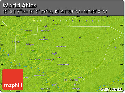 Physical Map of the Area around 15° 48' 18" N, 15° 13' 29" W