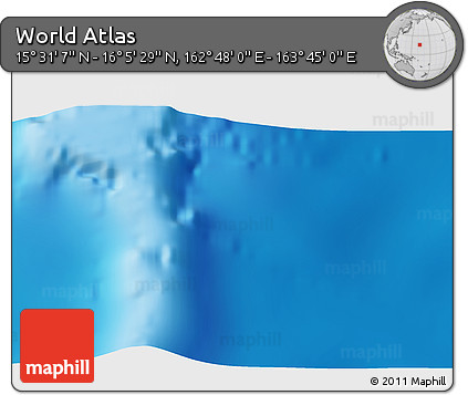 Physical 3D Map of the Area around 15° 48' 18" N, 163° 16' 30" E