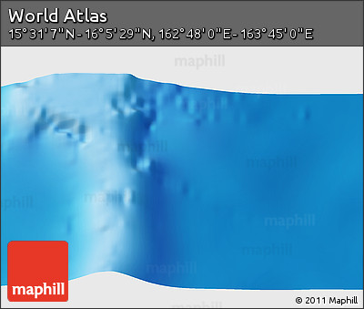 Physical 3D Map of the Area around 15° 48' 18" N, 163° 16' 30" E