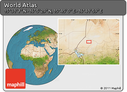 Satellite Location Map of the Area around 15° 48' 18" N, 16° 13' 30" E