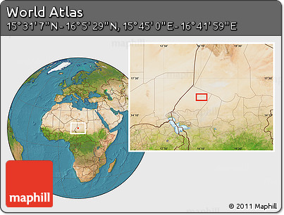 Satellite Location Map of the Area around 15° 48' 18" N, 16° 13' 30" E