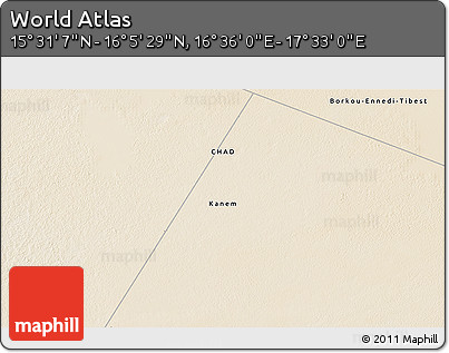 Satellite 3D Map of the Area around 15° 48' 18" N, 17° 4' 30" E