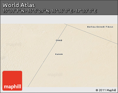 Satellite 3D Map of the Area around 15° 48' 18" N, 17° 4' 30" E
