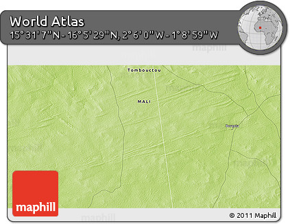 Physical 3D Map of the Area around 15° 48' 18" N, 1° 37' 30" W