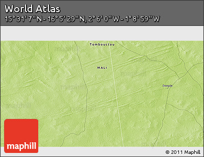 Physical 3D Map of the Area around 15° 48' 18" N, 1° 37' 30" W