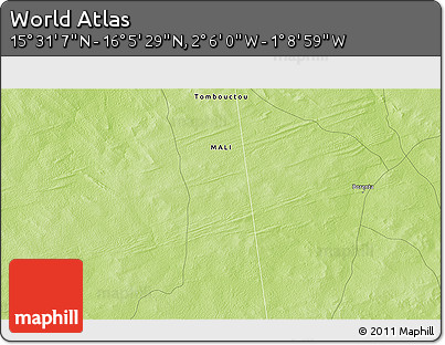 Physical 3D Map of the Area around 15° 48' 18" N, 1° 37' 30" W