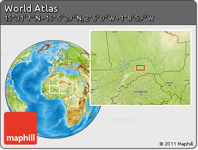 Physical Location Map of the Area around 15° 48' 18" N, 1° 37' 30" W