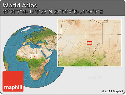 Satellite Location Map of the Area around 15° 48' 18" N, 21° 19' 30" E