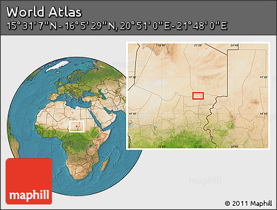 Satellite Location Map of the Area around 15° 48' 18" N, 21° 19' 30" E
