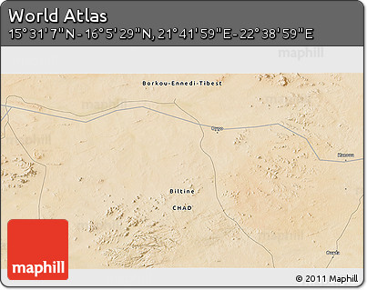 Satellite 3D Map of the Area around 15° 48' 18" N, 22° 10' 29" E
