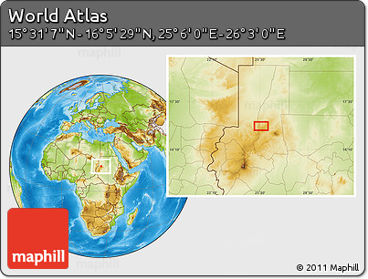 Physical Location Map of the Area around 15° 48' 18" N, 25° 34' 30" E