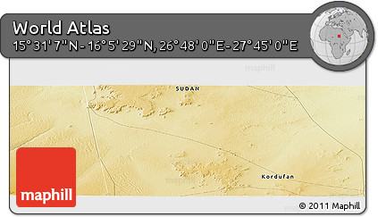Physical Panoramic Map of the Area around 15° 48' 18" N, 27° 16' 29" E