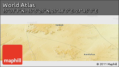 Physical Panoramic Map of the Area around 15° 48' 18" N, 27° 16' 29" E