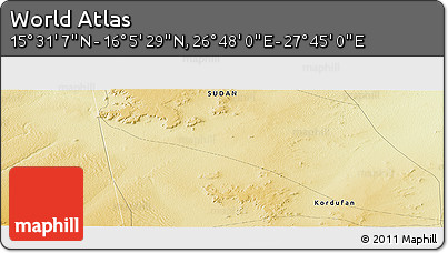 Physical Panoramic Map of the Area around 15° 48' 18" N, 27° 16' 29" E