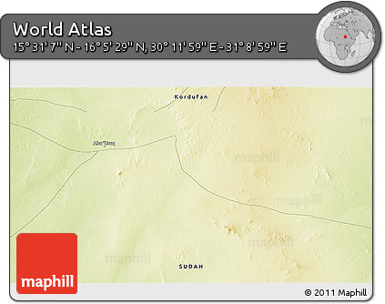 Physical 3D Map of the Area around 15° 48' 18" N, 30° 40' 29" E