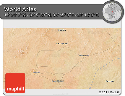 Satellite 3D Map of the Area around 15° 48' 18" N, 33° 13' 30" E