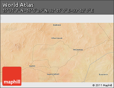 Satellite 3D Map of the Area around 15° 48' 18" N, 33° 13' 30" E