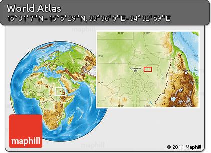 Physical Location Map of the Area around 15° 48' 18" N, 34° 4' 30" E