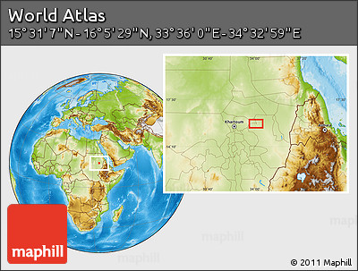 Physical Location Map of the Area around 15° 48' 18" N, 34° 4' 30" E