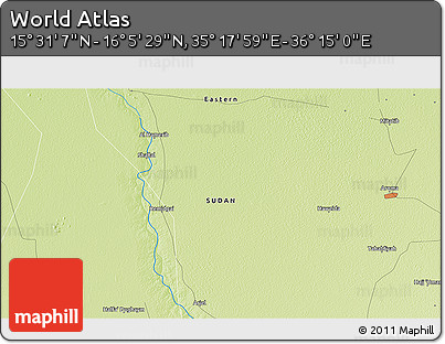 Physical 3D Map of the Area around 15° 48' 18" N, 35° 46' 29" E