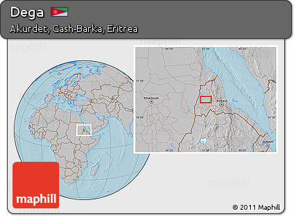 Gray Location Map of Dega, hill shading