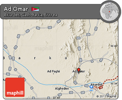 Shaded Relief Map of Ad Omar
