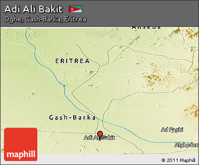 Physical Panoramic Map of Adi Ali Bakit