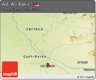 Physical Panoramic Map of Adi Ali Bakit