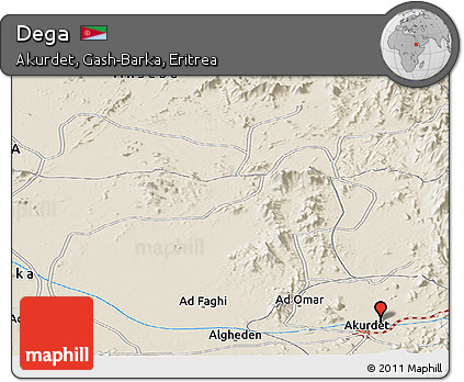 Shaded Relief Panoramic Map of Dega