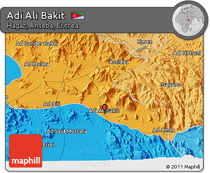 Political 3D Map of Adi Ali Bakit