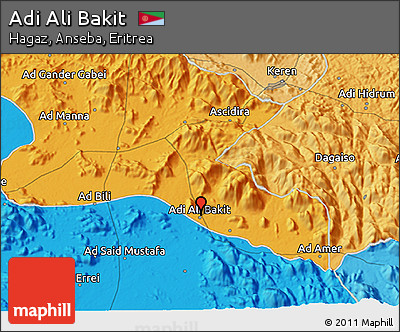 Political 3D Map of Adi Ali Bakit