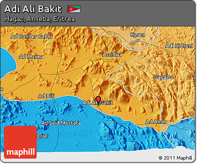 Political 3D Map of Adi Ali Bakit