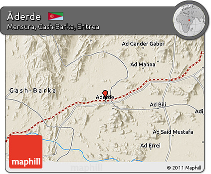 Shaded Relief 3D Map of Āderde