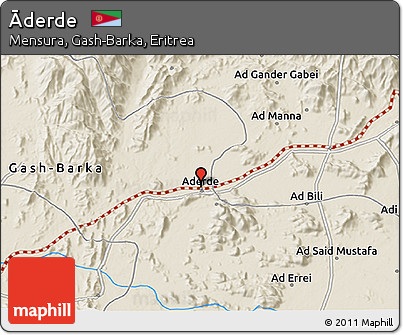 Shaded Relief 3D Map of Āderde