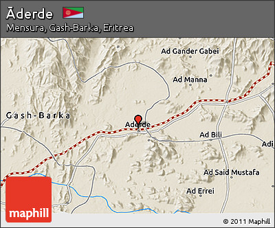 Shaded Relief 3D Map of Āderde