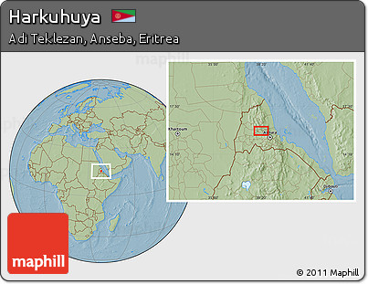 Savanna Style Location Map of Harkuhuya, hill shading