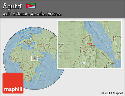 Savanna Style Location Map of Āgutrī, hill shading